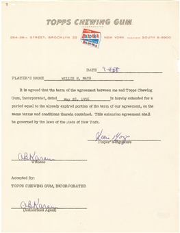1955 Willie Mays Signed Topps Chewing Gum Contract (PSA/DNA)